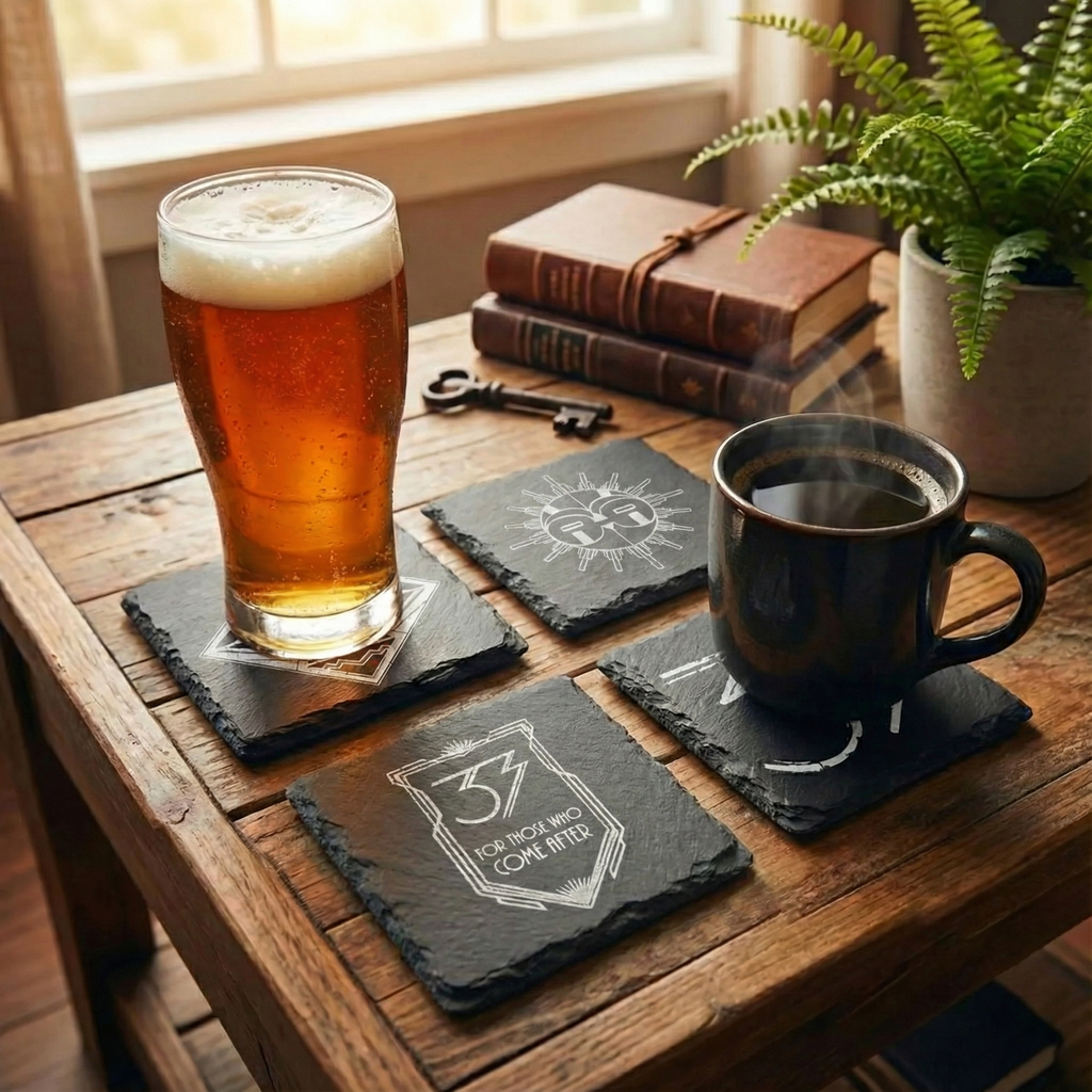 Expedition 33 slate coasters.