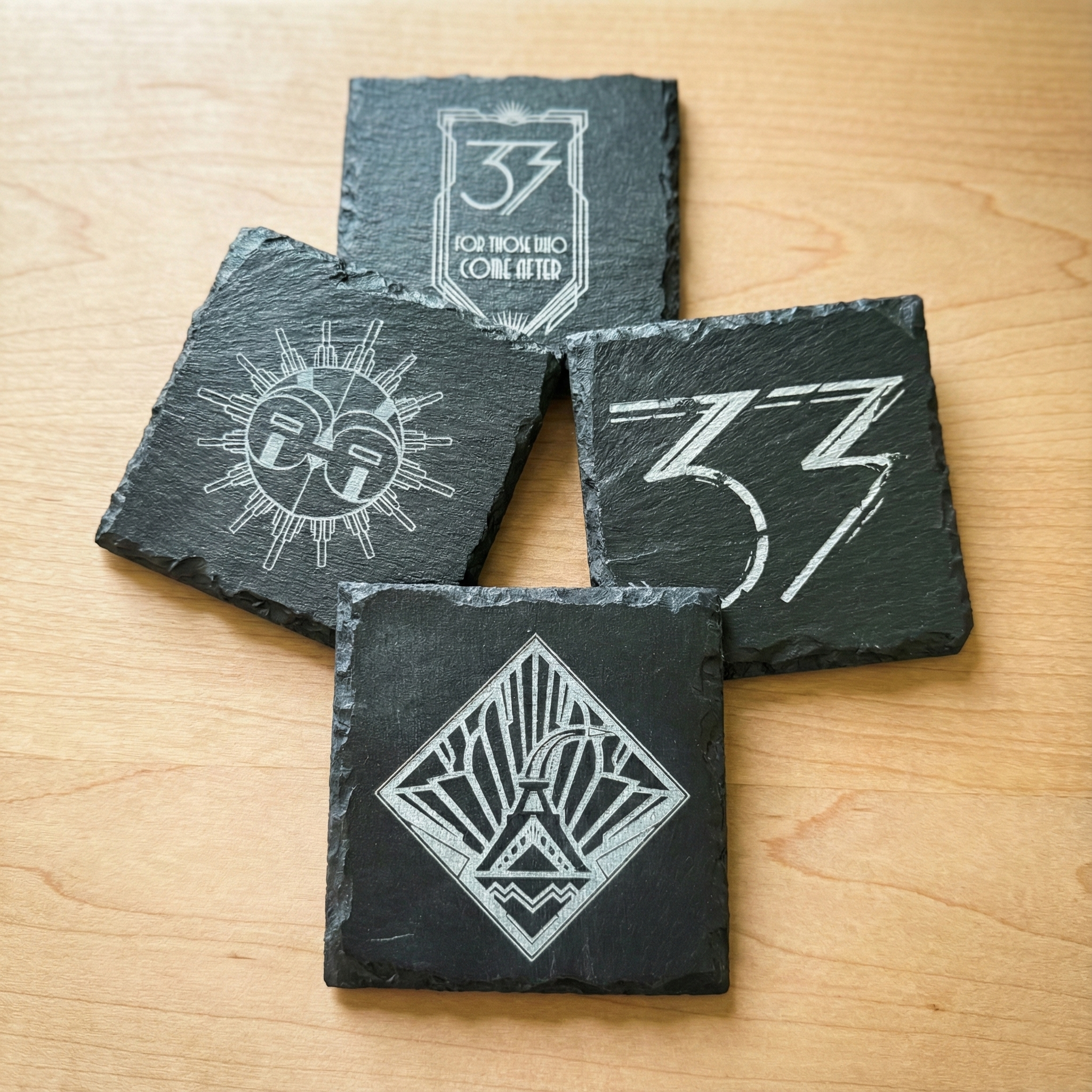 Expedition 33 slate coasters.