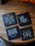 Laser-Etched One Piece Anime Slate Coasters – Warlords of the Sea Set
